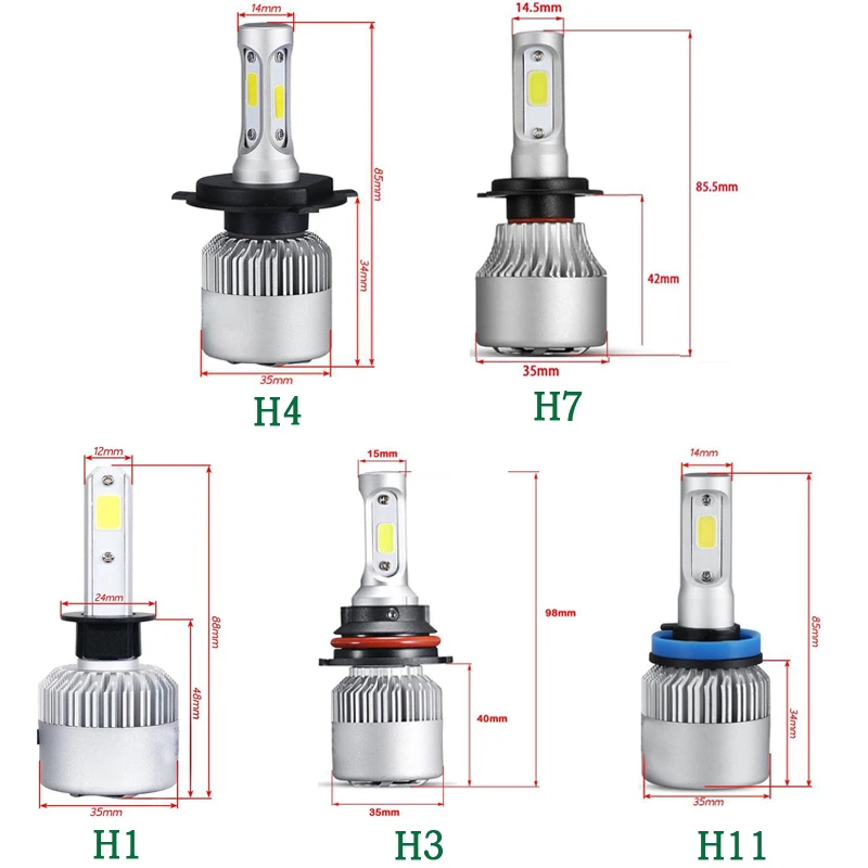 Auxmart светодиодные H7 H4 H11 лампы H1 H3 HB4 9006 HB3 9005 H13 светодиодных головных фар 72 Вт 8000lm 6500 к Светодиодная лампа авто H 7 11 светодиодные лампы для автомобильных фар(12 v