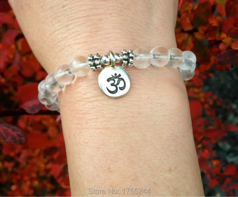 SN1046 прозрачный кварцевый браслет для медитации наручный Mala Beads Исцеляющие
