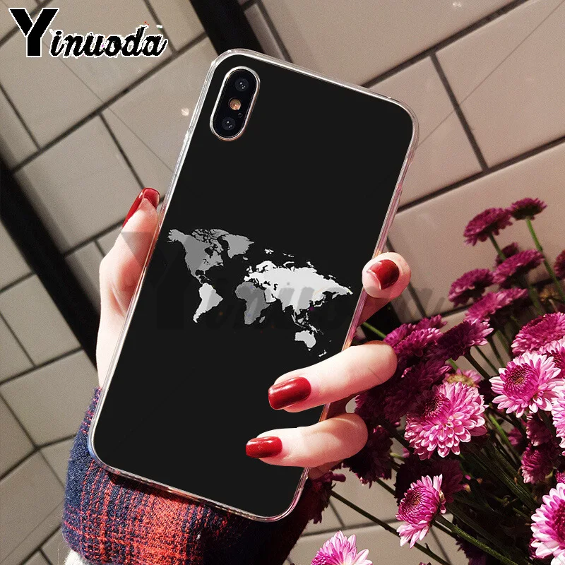 Yinuoda карта мира уникальный роскошный силиконовый чехол для телефона Apple iPhone 8 7 6 6S Plus X XS max 5 5S SE XR мобильный чехол