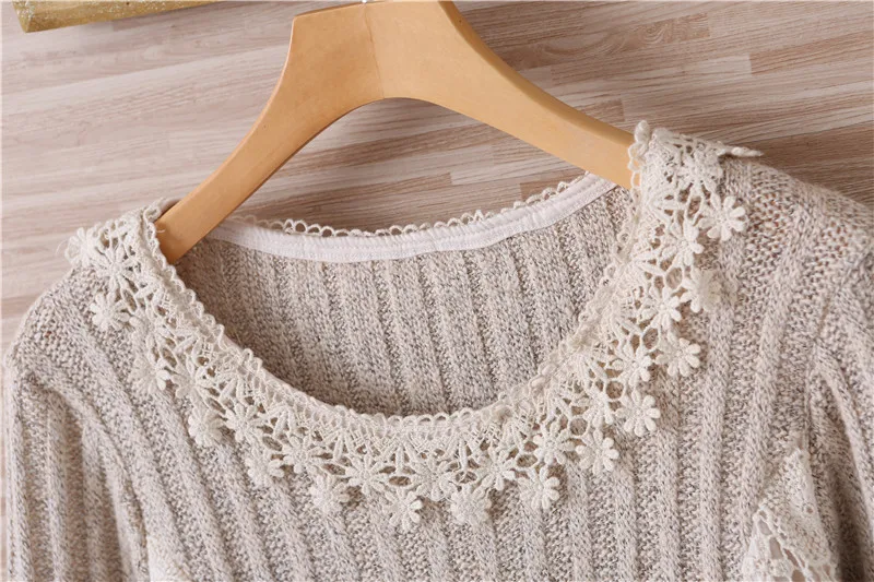 Women Retro Spring and Autumn Rural Style O Necked Long Sleeve Dress Knitting Patchwork Cotton Lace Dresses Y03567 | Женская одежда