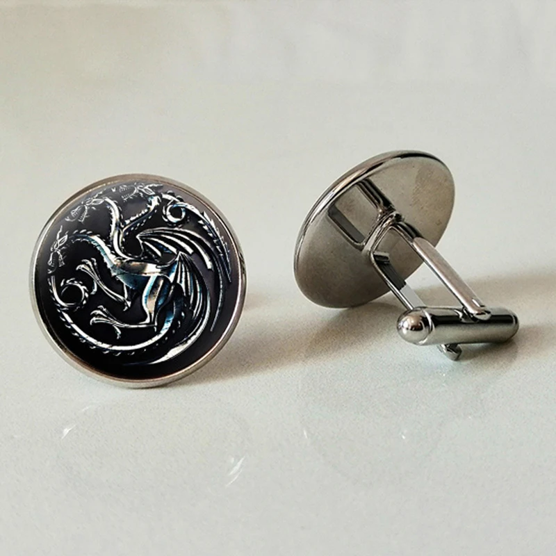 WUSQWSC Silver Plated Game of Power Home Shirt Stark Winter Coming Round Glass Men's Cuffs Cufflinks Gifts Customized | Украшения и