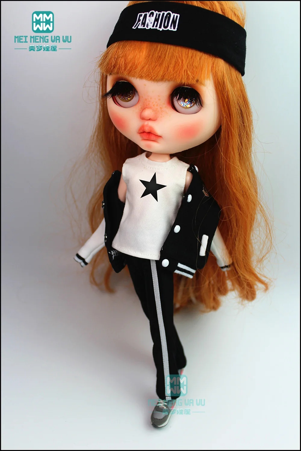 Одежда для кукол блайз черно-белая полосатая футболка куртка спортивные штаны