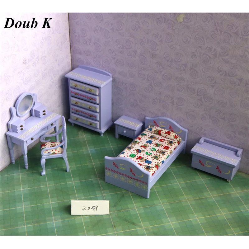 Doub K 1:12 деревянный кукольный домик мебель игрушка фиолетовая деревянная мебель аксессуары миниатюрные куклы дом ролевые игры игрушки для девочек