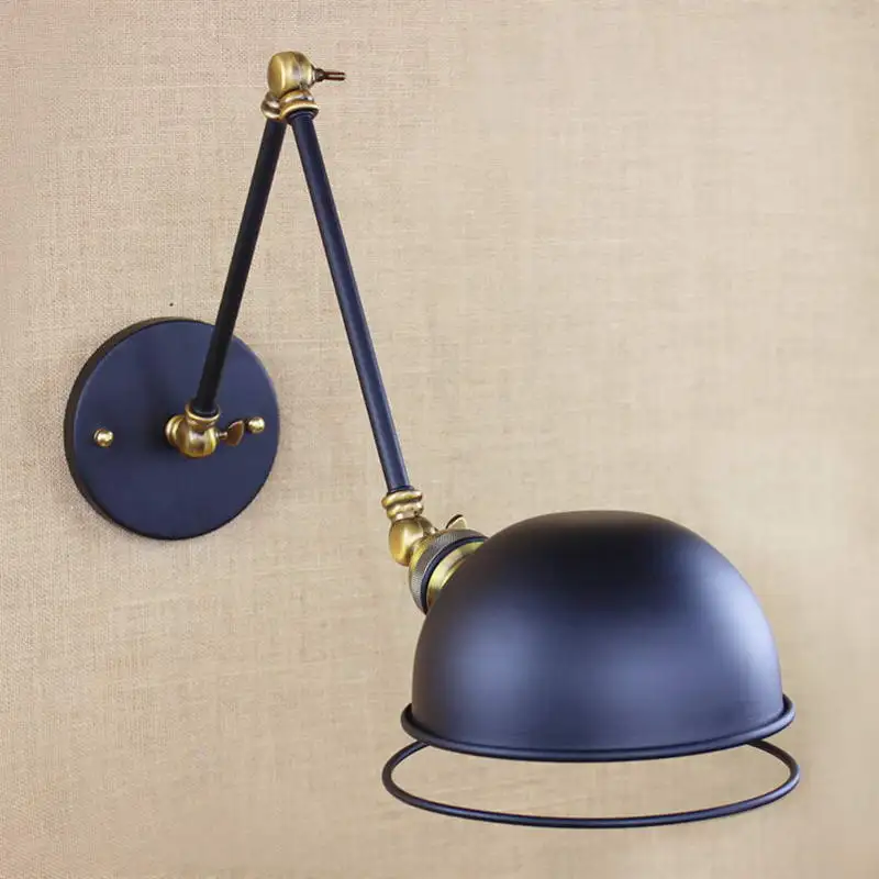 Винтажный Черный Металлический Настенный светильник в американском стиле