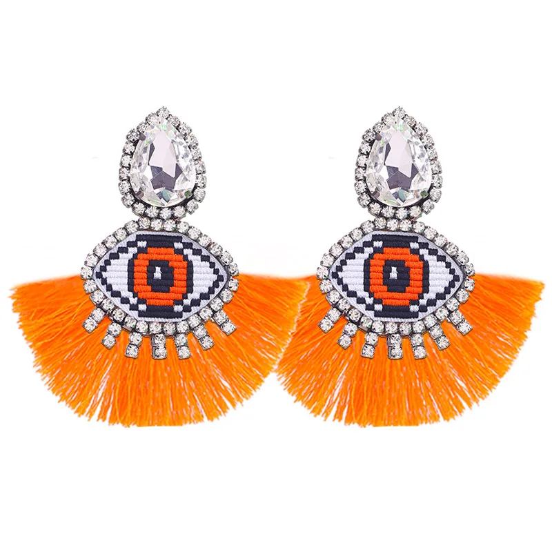 E1152 Orange Sehuoran кисточкой кулон Za кисточкой серьги ручной работы смолы череп Pendientes массивные серьги-подвески большого размера подарки для - Окраска металла: E1152 Orange