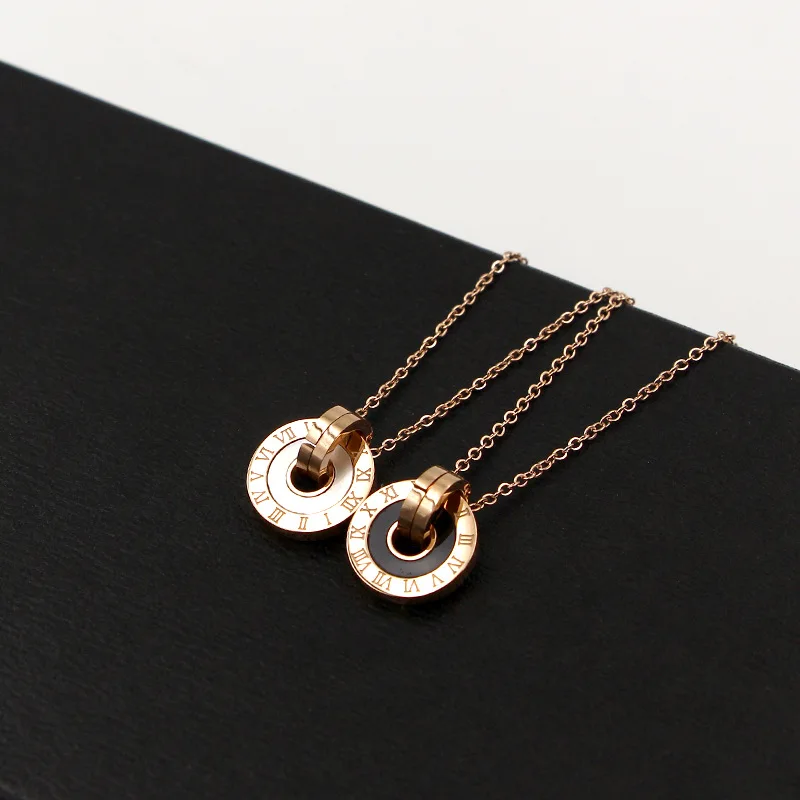 Женские двухкруглые подвески с римскими цифрами из нержавеющей стали белыми и