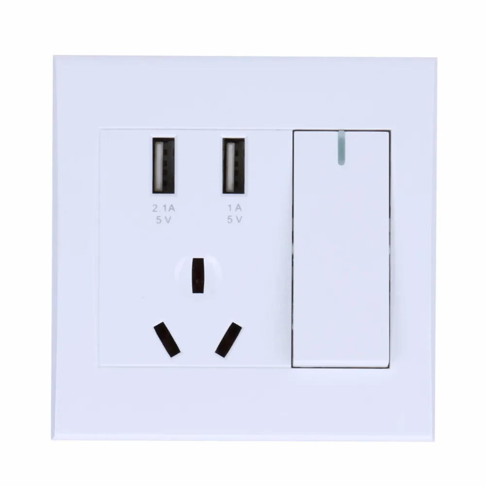 Двойной USB порт светодиодный 2.1A Электрический Настенный адаптер зарядное