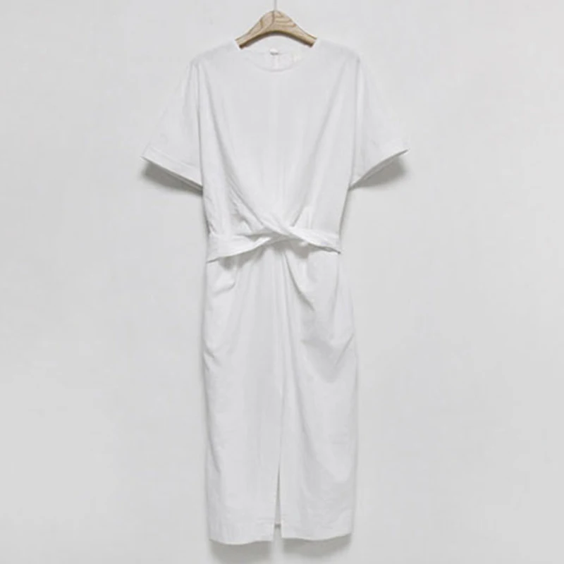 Короткий рукав Ruched платье Женская Туника Высокая талия разделение миди платья