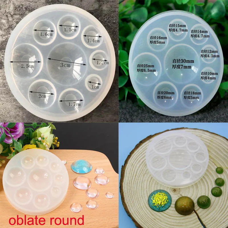 

XCDIY Silicone Mold for flat round Oblate Cabochon pendant Resin Silicone Mould handmade tool DIY Craft epoxy resin molds