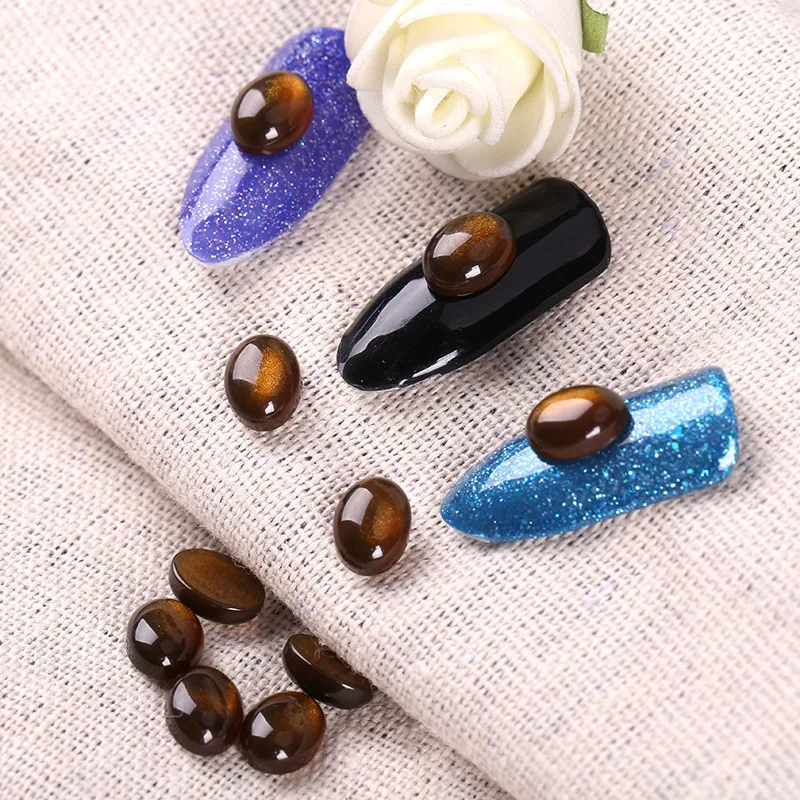 20 шт./пакет кофейный цвет Стразы для ногтей кошачий глаз камни с плоской задней