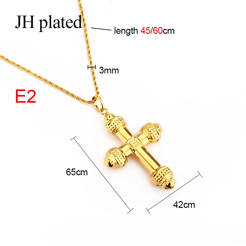 JHplated, новинка, модное ювелирное изделие, золотой цвет, Распятие Иисуса, религиозный крест, ожерелье, Подвеска для женщин/мужчин, христианская длина 45 см - Окраска металла: E2-45cm