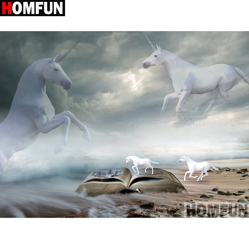 Алмазная 5D Вышивка HOMFUN Лошадь картина сделай сам с полными квадратными/круглыми
