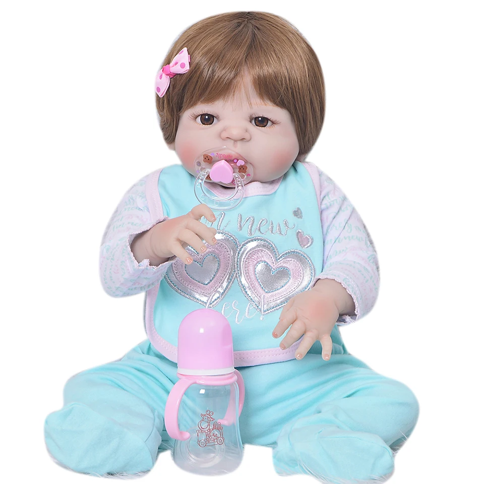 Новинка 2019 23 ''куклы-Реборн силиконовая кукла для новорожденных девочек