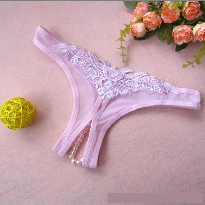 30PCS -Hot pearl underwear couples supplies crotch lace perspective net yarn G-string