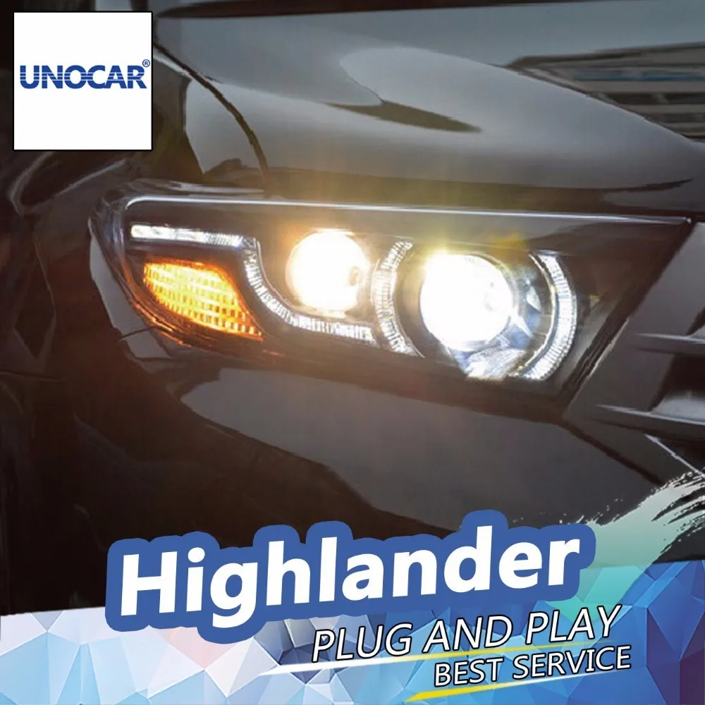UNOCAR для Highlander фары 2012 2013 Горец светодиодные голову лампы ДРЛ проектор H7 hid Би