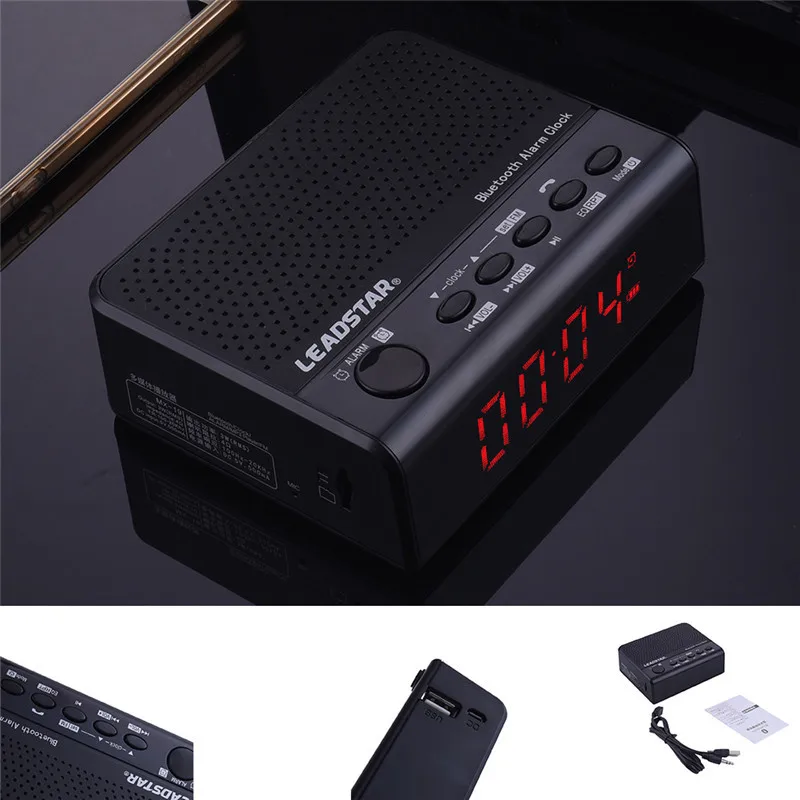 Портативный беспроводной Bluetooth колонки СВЕТОДИОДНЫЙ сабвуфер будильник аудио FM радио TF MP3 WMA APE USB порт телефонные звонки Hands-free
