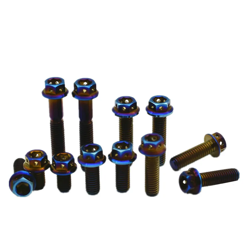 Титановые болты M6 M8 винты для мотоциклов Ti шестигранные полые фланцевые головки