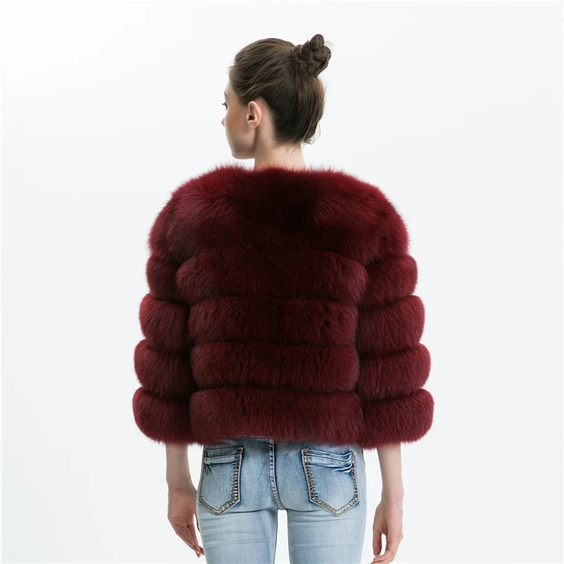 Real Fox Fur Coat Slim Women'S Winter Natural Fur Coat Single-Breasted Leather Coat Short Fox Fur Fashion Warm Winter Jacket04