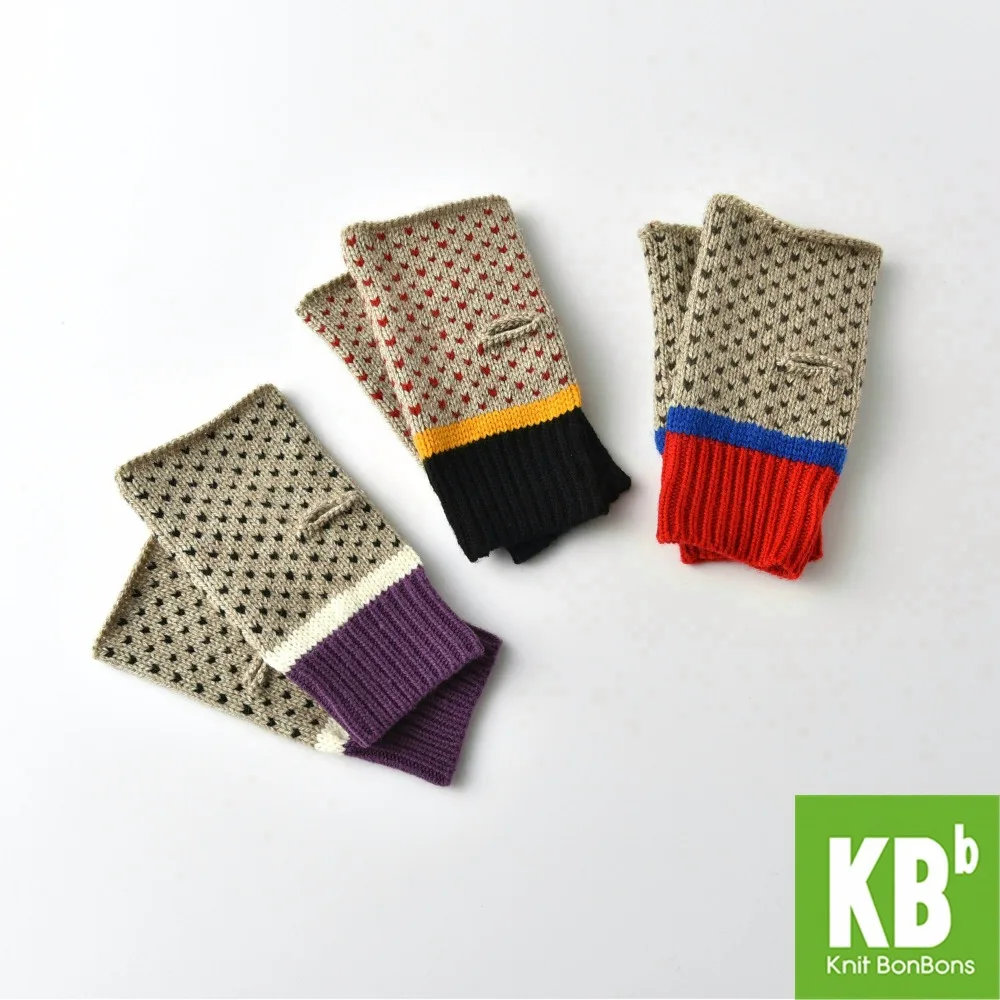 Весна 2018 KBB черные шерстяные перчатки в черный горошек для мужчин детей женщин