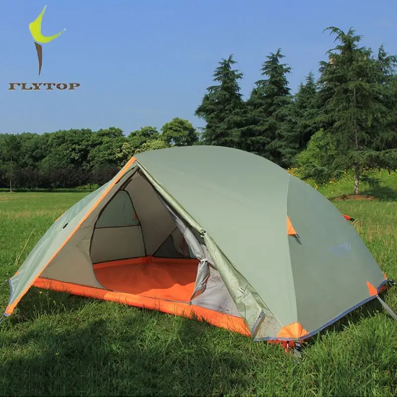 Kaufen FLYTOP Ultraleicht 2 Person Outdoor Zelt Wasserdichte Doppel Schicht Aluminium Stange Tourist Camping Wandern Zelt Für Erholung Im Freien