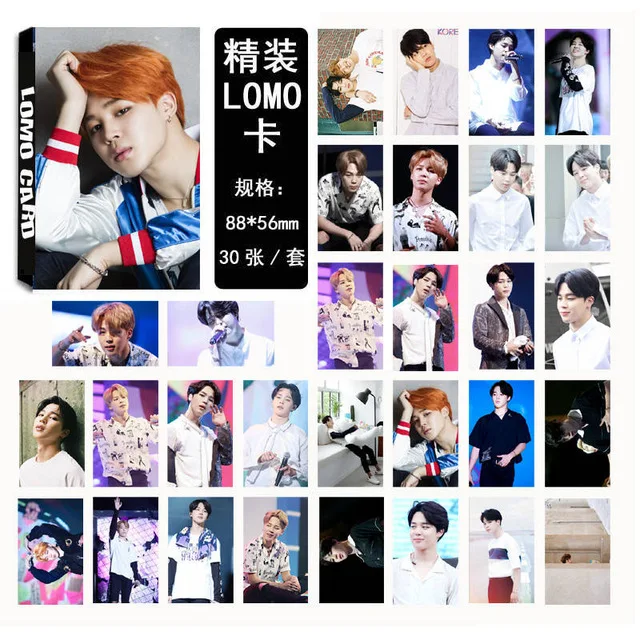 KPOP Bangtan Boys YOU NEVER WALK ALONE альбом ломо карты Новая мода самодельная бумажная фото карта HD Фотокарта LK449 - Цвет: JIMIN 02