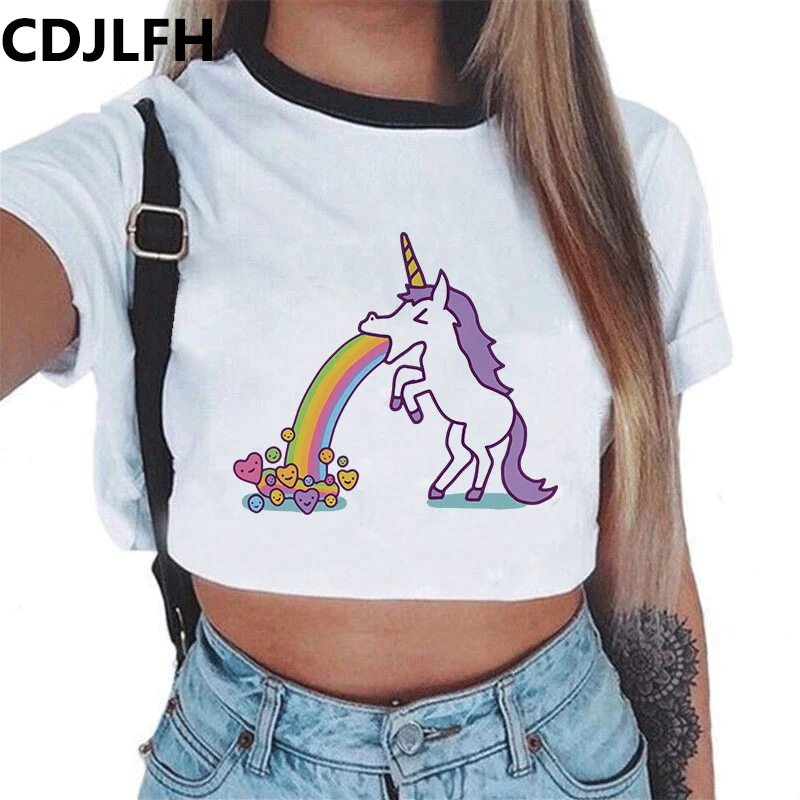 CDJLFH Unicornio футболка с коротким рукавом сексуальная повседневная короткая 2018