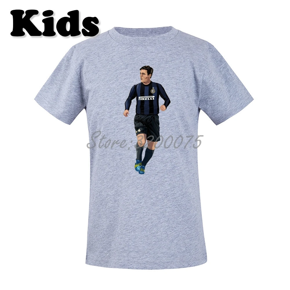 Детская футболка с надписью Javier Zanetti San Capitano 4 Argentina Legend круглым вырезом для