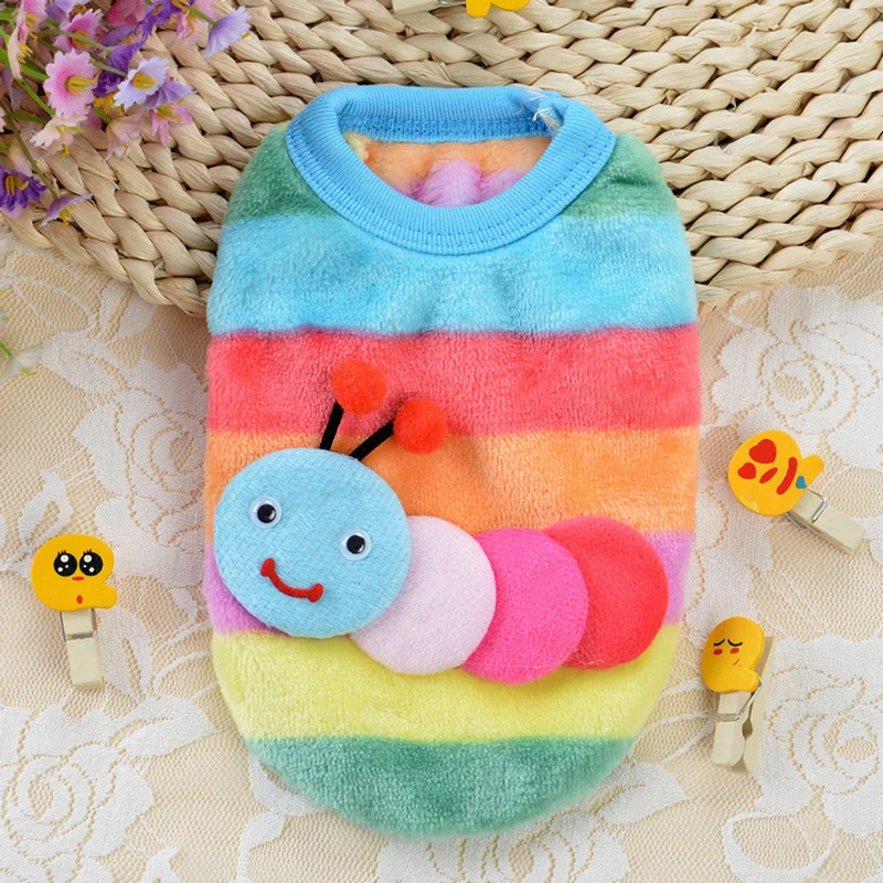 Осень/зима мультфильм щенок кошка пальто куртка теплый флис костюмы для собак