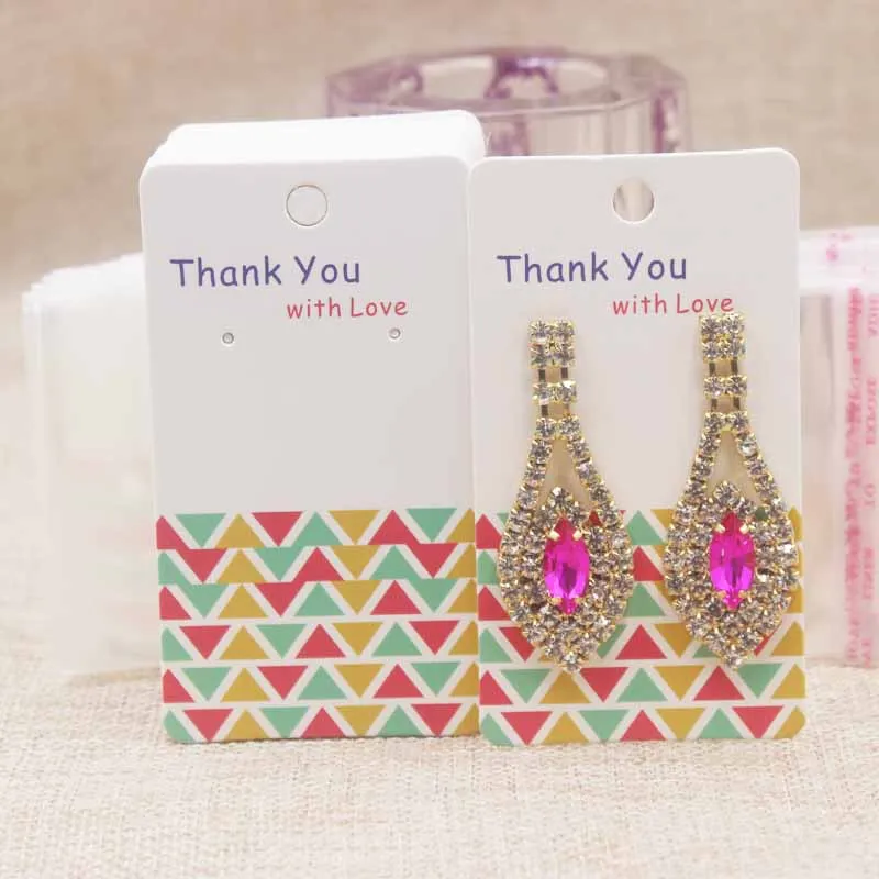 100card100bag as pic Мульти дизайн 5*9 см Упаковка для серег карты белый/крафт-марбель фон ювелирные изделия серьги карты спасибо серьги карты 100+ 100oppbag - Цвет: 100card100bag as pic