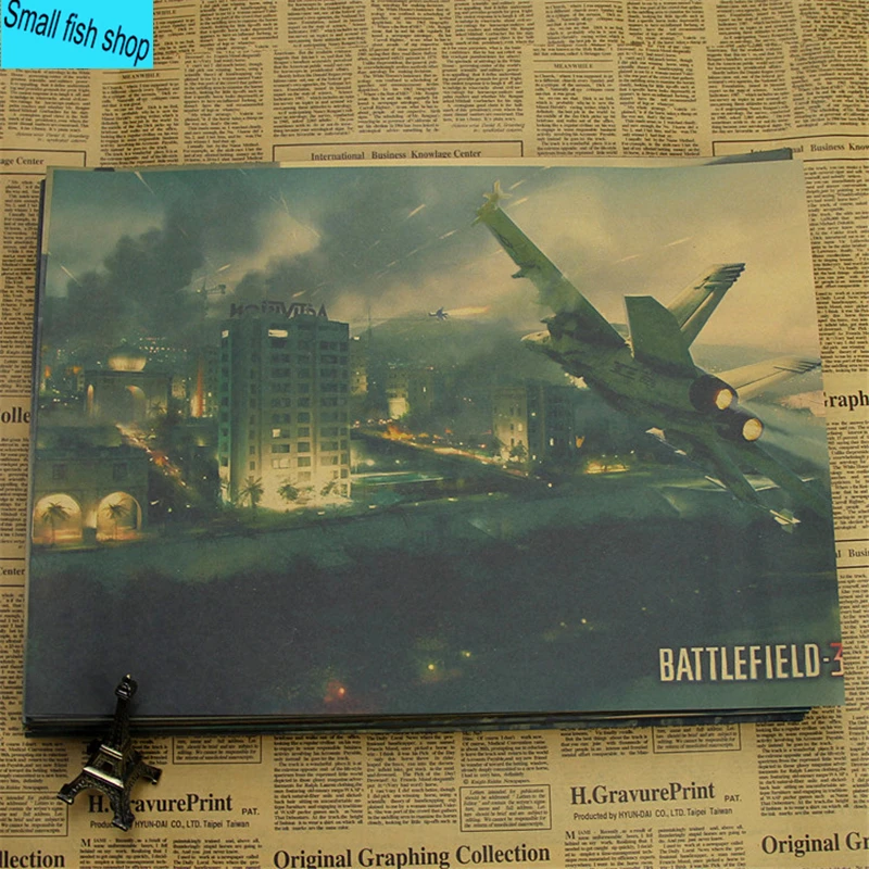Шоколад Battlefield Современная война стрельба игры домашний интерьер украшения Крафт игры плакат рисунок ядро наклейки на стену - Цвет: Шоколад