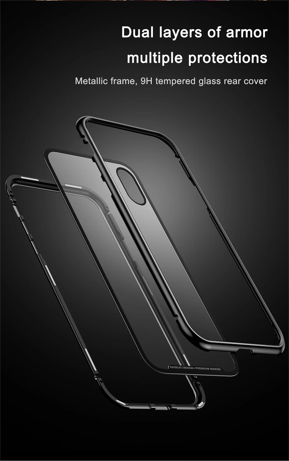 Baseus Магнитный адсорбционный чехол для телефона для iPhone XS Max Xr Coque роскошное закаленное стекло с магнитом задняя крышка для iPhone Xsmax Coque