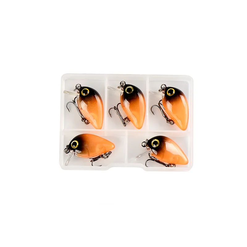 5PCS/Box Crankbait 2.5cm Fly Fishing Lures Topwater Wobblers Quality Mini Swimbait Hard lure Artificial Baits with Plastic Box