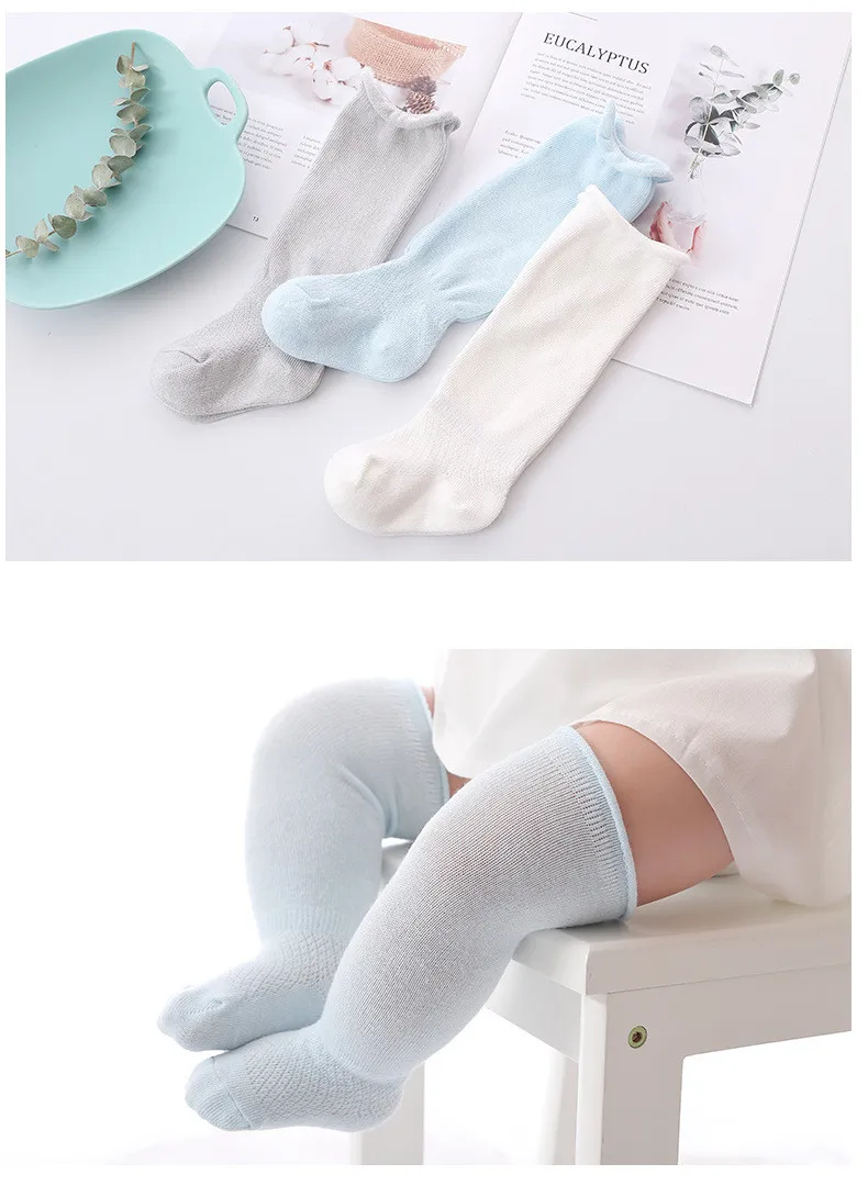 YWHUANSEN 3 Pairs/lot Summer Mesh Thin Baby Girls Boys Knee High Socks Toddler Infant Newborn Cotton Tube Ruffled Leg Warmer