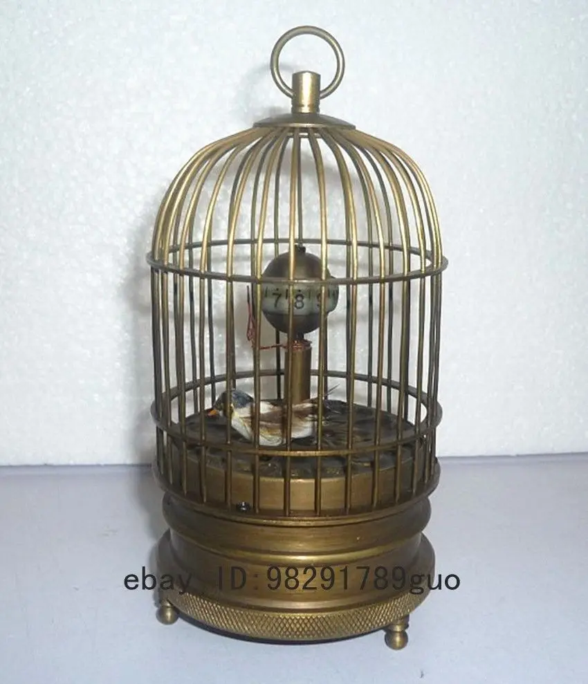

Eximious brass birdcage machine clock with bird inside Height Garden Decoration 100% real Brass Bronze