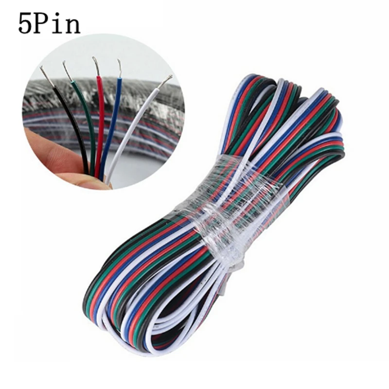 Удлинительный кабель RGB RGBW 2/3/4/5PIN питания адаптер провода 5/10/20/30/50/100 м для