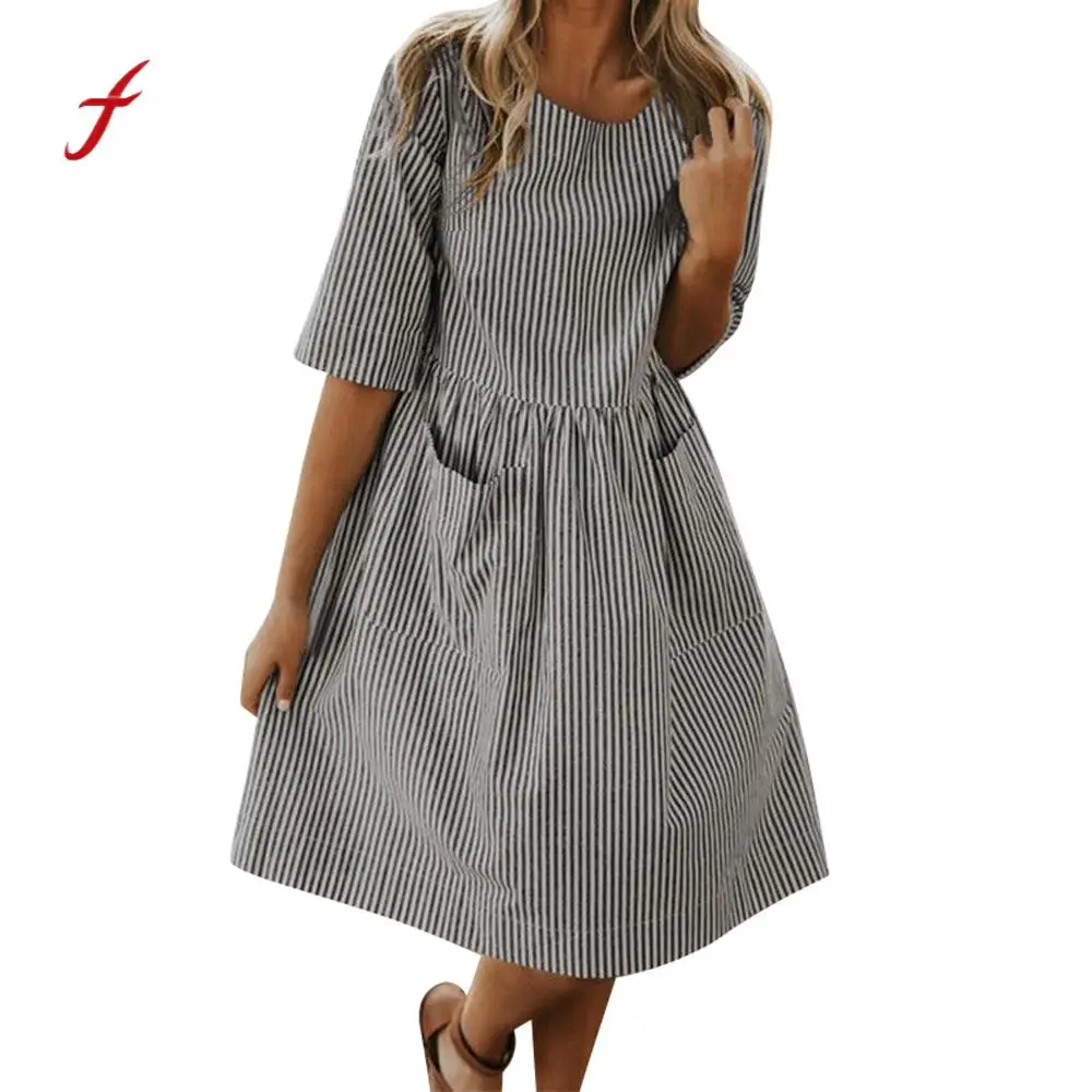 Платье женское повседневное с коротким рукавом и эластичной талией|Женские