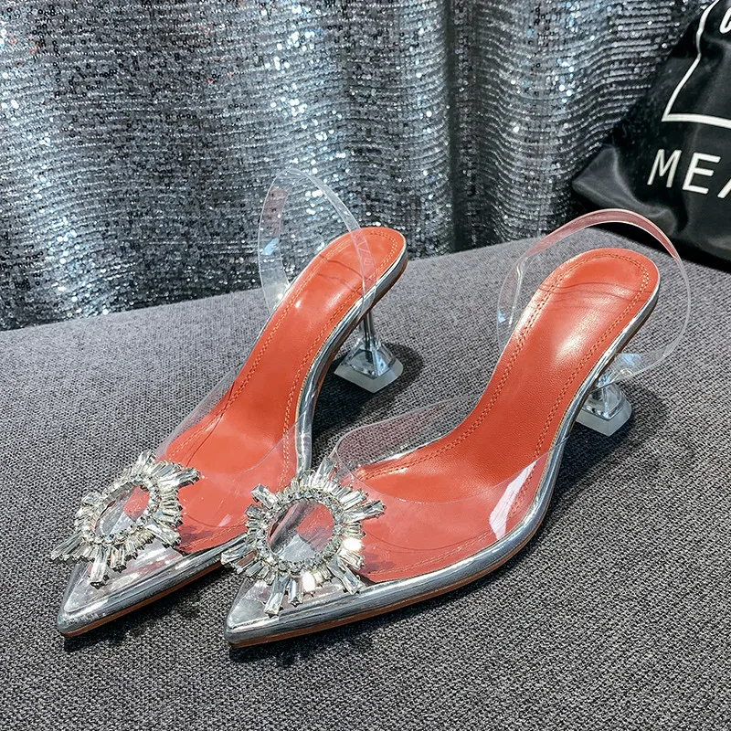 Женские босоножки на высоком каблуке Asumer с острым носком и ремешком пятке