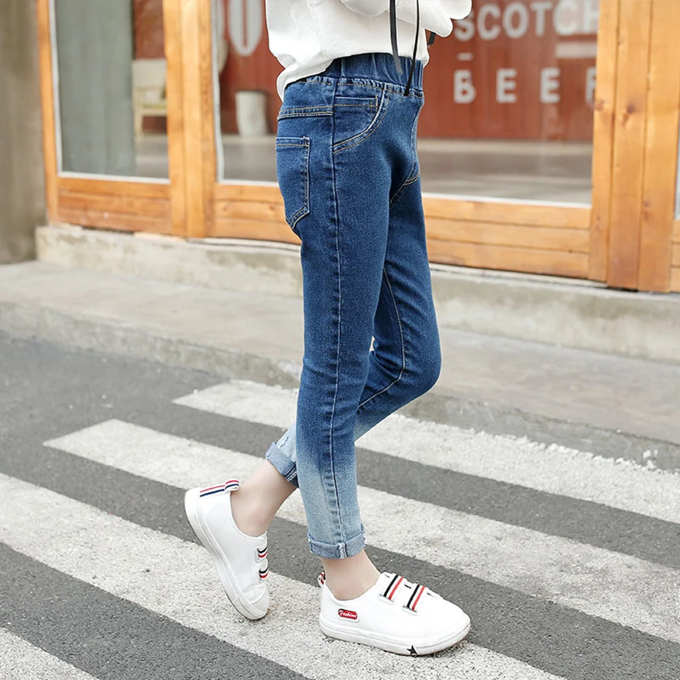 Детские джинсы брюки обтягивающие для девочек повседневные джинсовые средней