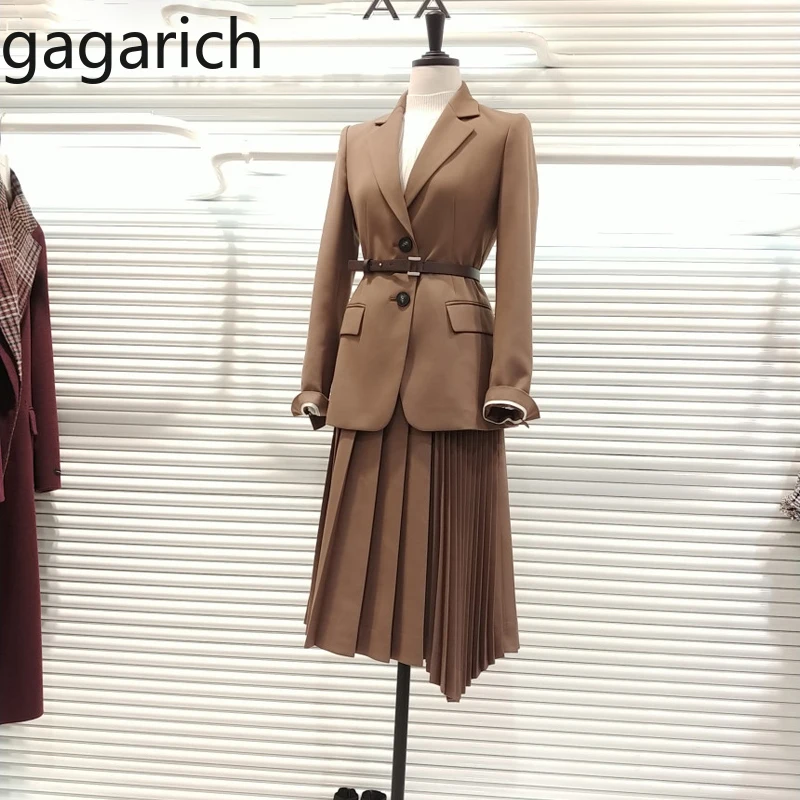 Gagarich Женский блейзер Весна Осень Новая Модная элегантная повседневная приталенная куртка с поясом женское однобортное пальто с длинными рукавами