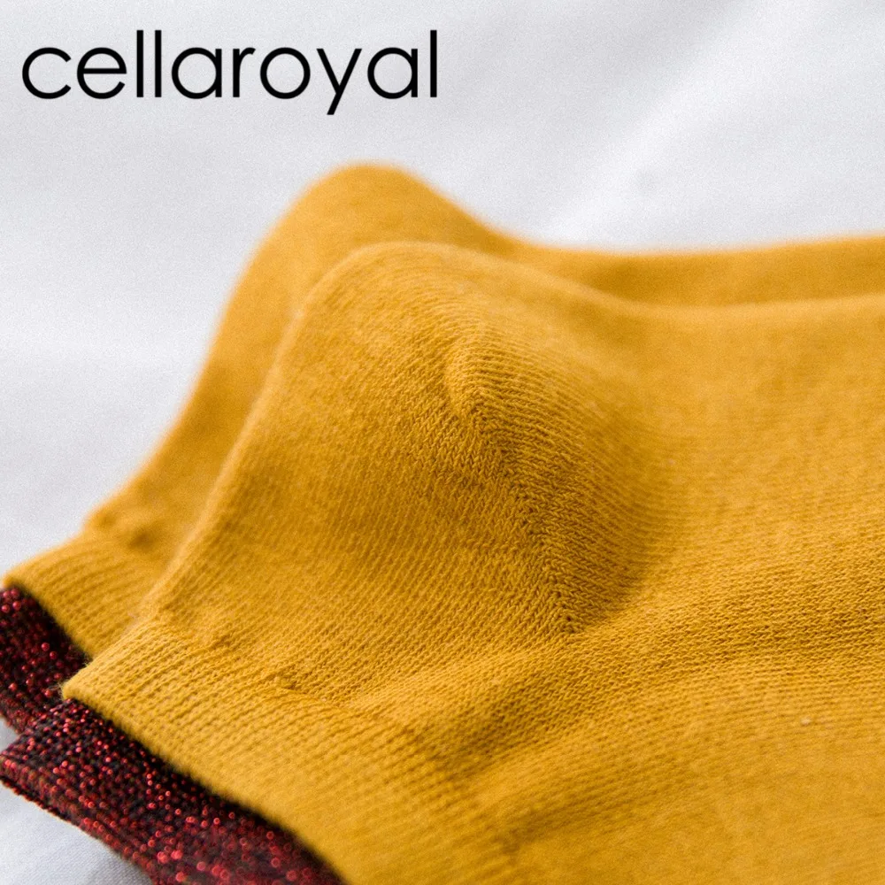 Cellaroyal Для женщин носки хлопок Мода Женские Ретро цвета: золотистый серебристый