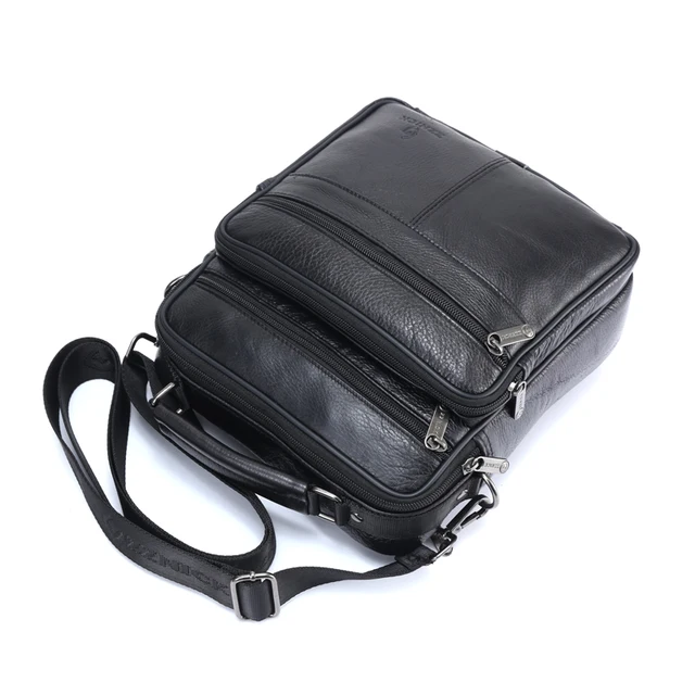 ZZNICK 2018 Men Bags Ipad Handbags Sheepskin Leather Male Messenger Purse Man Crossbody Shoulder Bag Men's Travel Bags 7101black 6