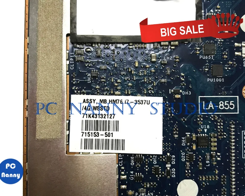 ПК Няня для HP ENVY SPECTER 13 XT I7 3537U 4Glaptop материнская плата 715153 501 VCU01 LA 8554P