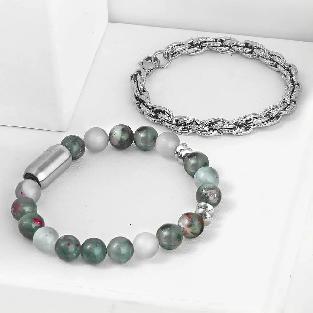 2 шт./компл. браслет из натурального камня для мужчин Африканский кровяной камень