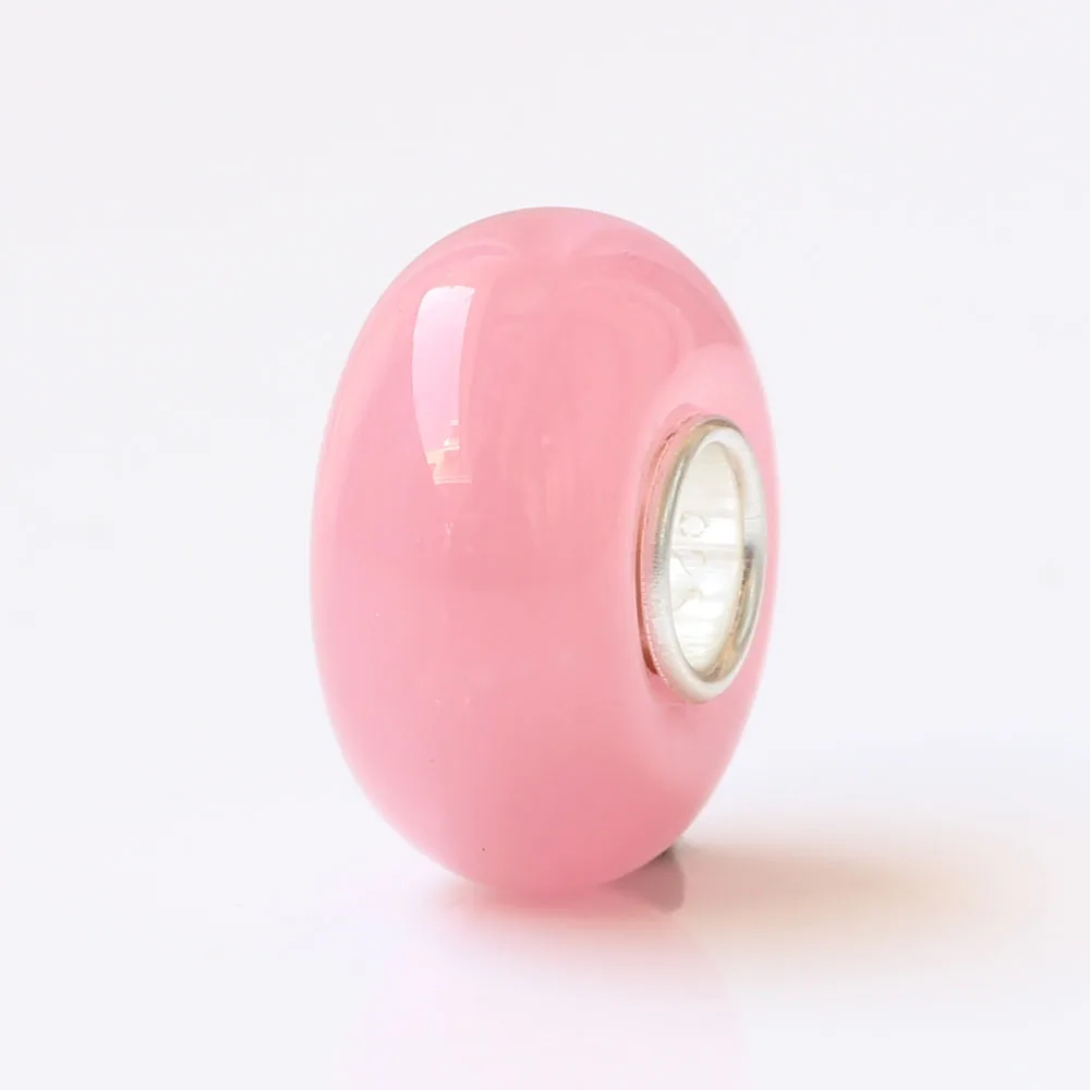 Стерлинговое Серебро 925 Jwelry розовые стеклянные бусины Подвески DIY подходят для