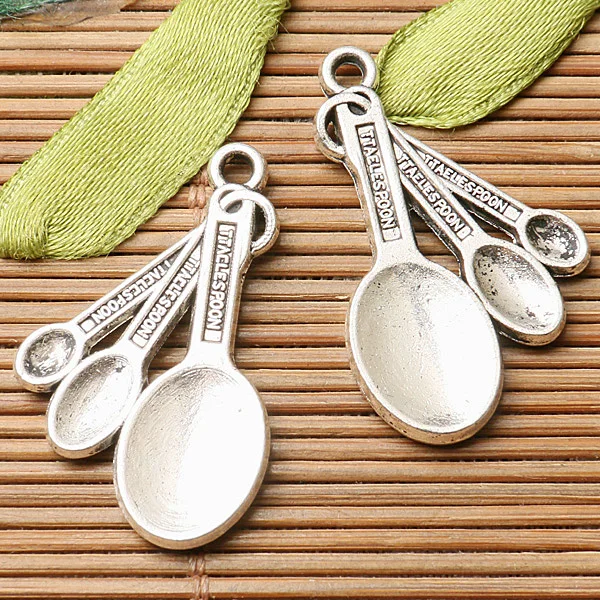 

14pcs dark silver color crafted 2sided spoons design charms EF2786