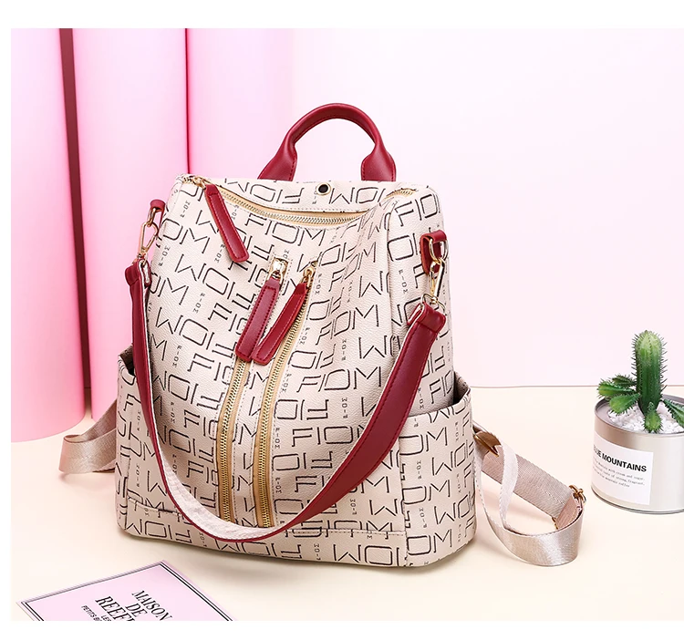 Leather Backpacks for Adolescent Girls Zipper Backpack Female Backpack to School Notebooks Laptop College bag
