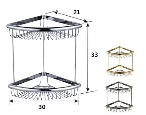 

Brass double space bathroom shelf for bath shower bathroom basket soap holder in the bathroom accessories EL091