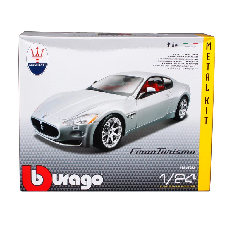 Bburago 1:24 maserati gt gran turismo Серебряный автомобиль литья под давлением металлическая модель комплект Смола ручной сборки автомобиля игрушка для сбора 25083