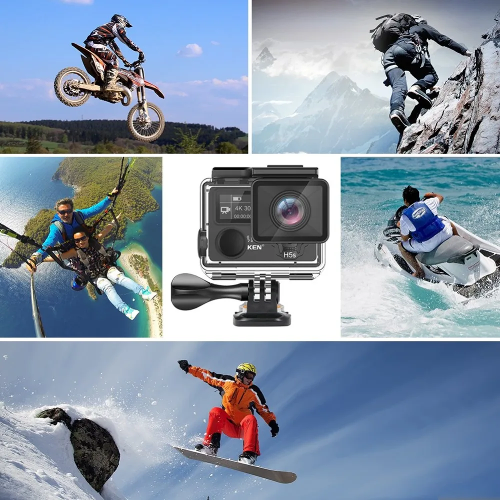 Экшн-камера eken H5S Plus A12 Ultra 4K 30FPS Wi-Fi, водонепроницаемая, 30 м, 1080p go EIS, стабилизация изображения, Ambarella, 12MP pro, Спортивная камера