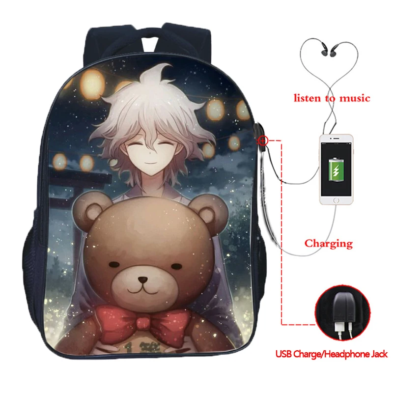 9 Рюкзак Danganronpa для мужчин, женщин, мальчиков и девочек, школьный рюкзак с двумя карманами и usb зарядкой, модный рюкзак для ноутбука, рюкзаки для подростков - Цвет: 9